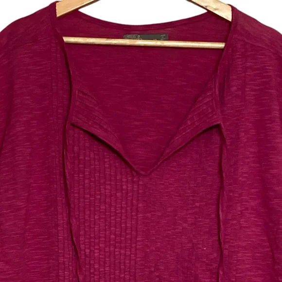 Prana Fuchsia Pintuck Pleated Organic Cotton Blend Sleeveless Top - Picture 2 of 7